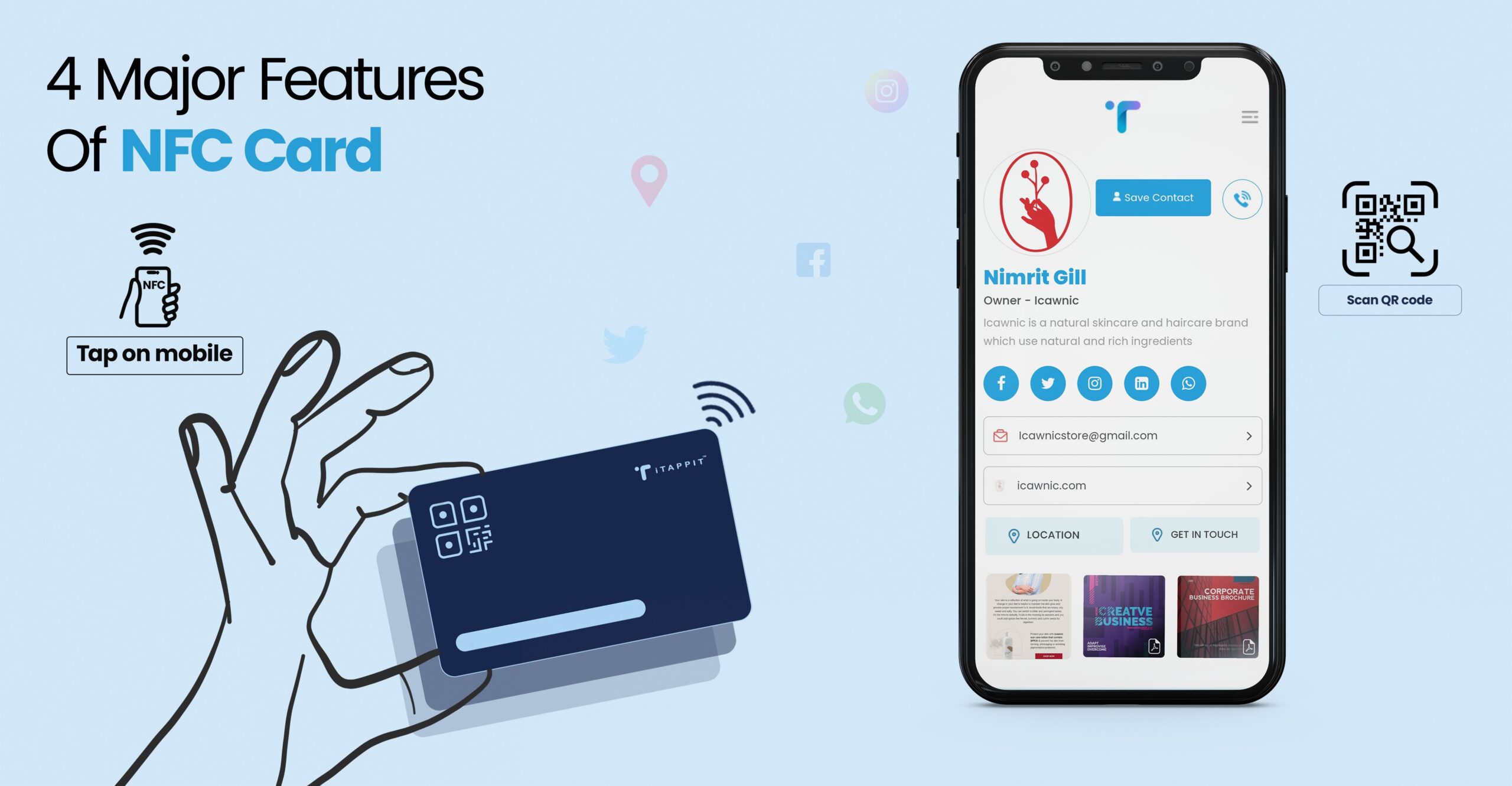 features of nfc business card
